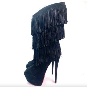 Christian Louboutin 20th Anniversary Suede Fringe Hignhess Tina 160 Boots Eur 40